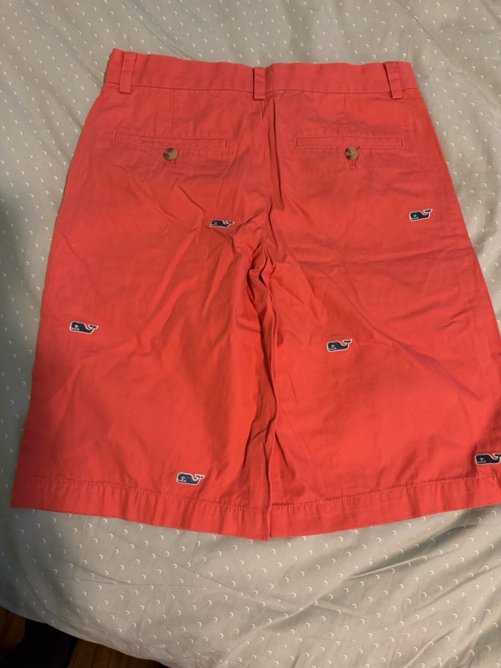 Vineyard Vines Coral Whale-Embroidered Flat Front Shorts
